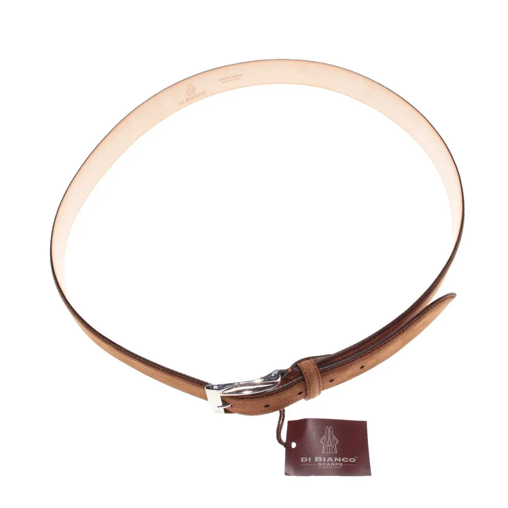 Di Bianco NWT Cut to Size Dress Belt In Solid Brown Suede Leather One Size
